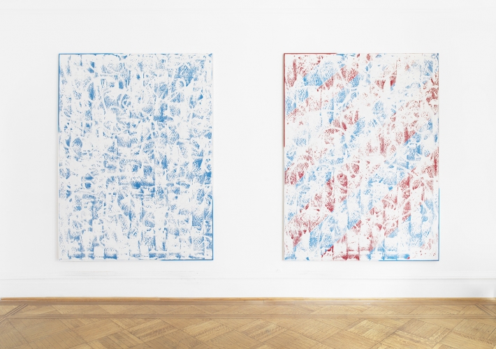 Installation view, Chris Succo in "Let’s Talk Postmodernity" at Robert Blumenthal Gallery. Image Credit: Anna Hygelund