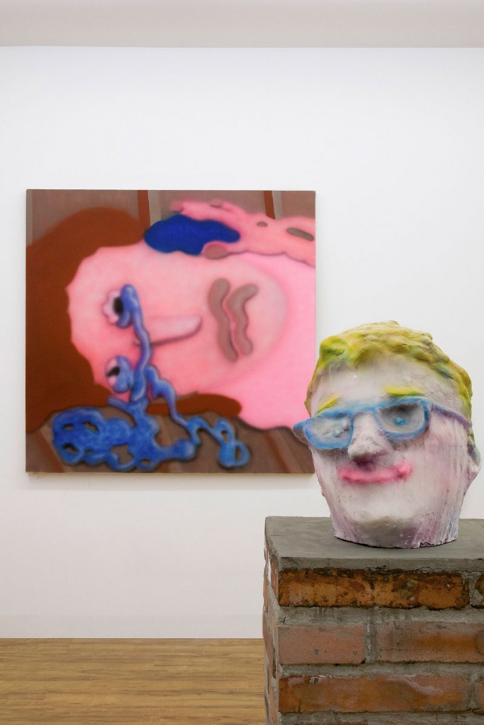 Works by Austin Lee on view in Full of Peril and Weirdness: Painting as a Universalism at M WOODS, Beijing, 2015-16. Courtesy of M WOODS.