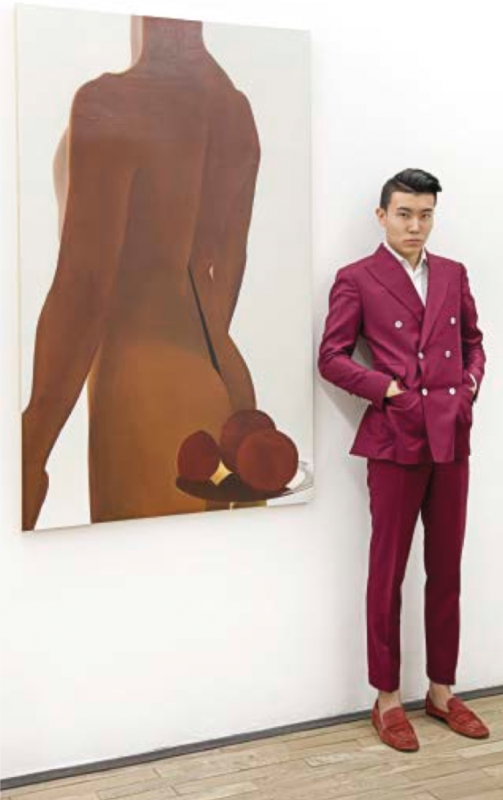 Michael Xufu Huang with Bodu Yang's B-Side (2015). Oil on board, 170 x 120 cm. Courtesy of M WOODS.